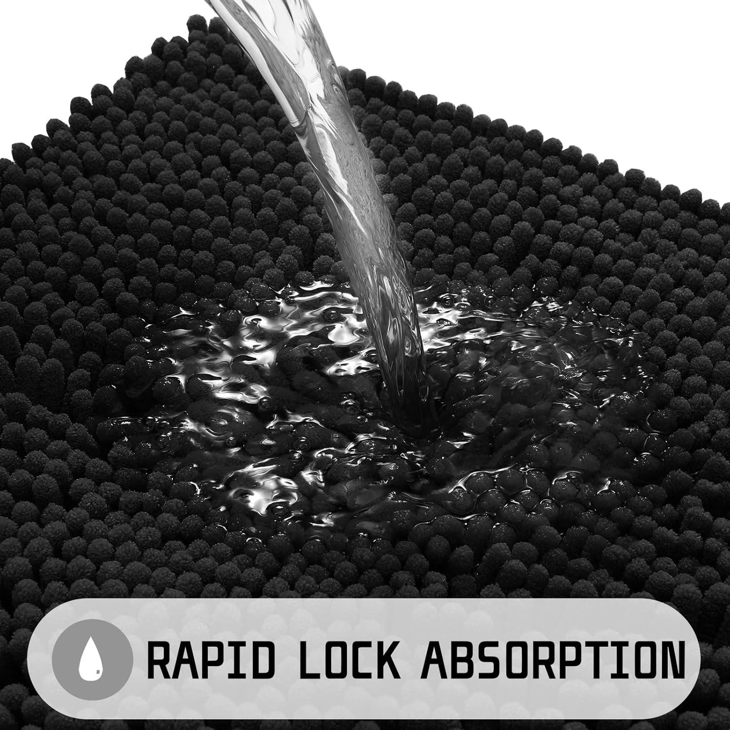 Alfombra de Baño Antideslizante Yimobra Chenille 61x43cm Negro