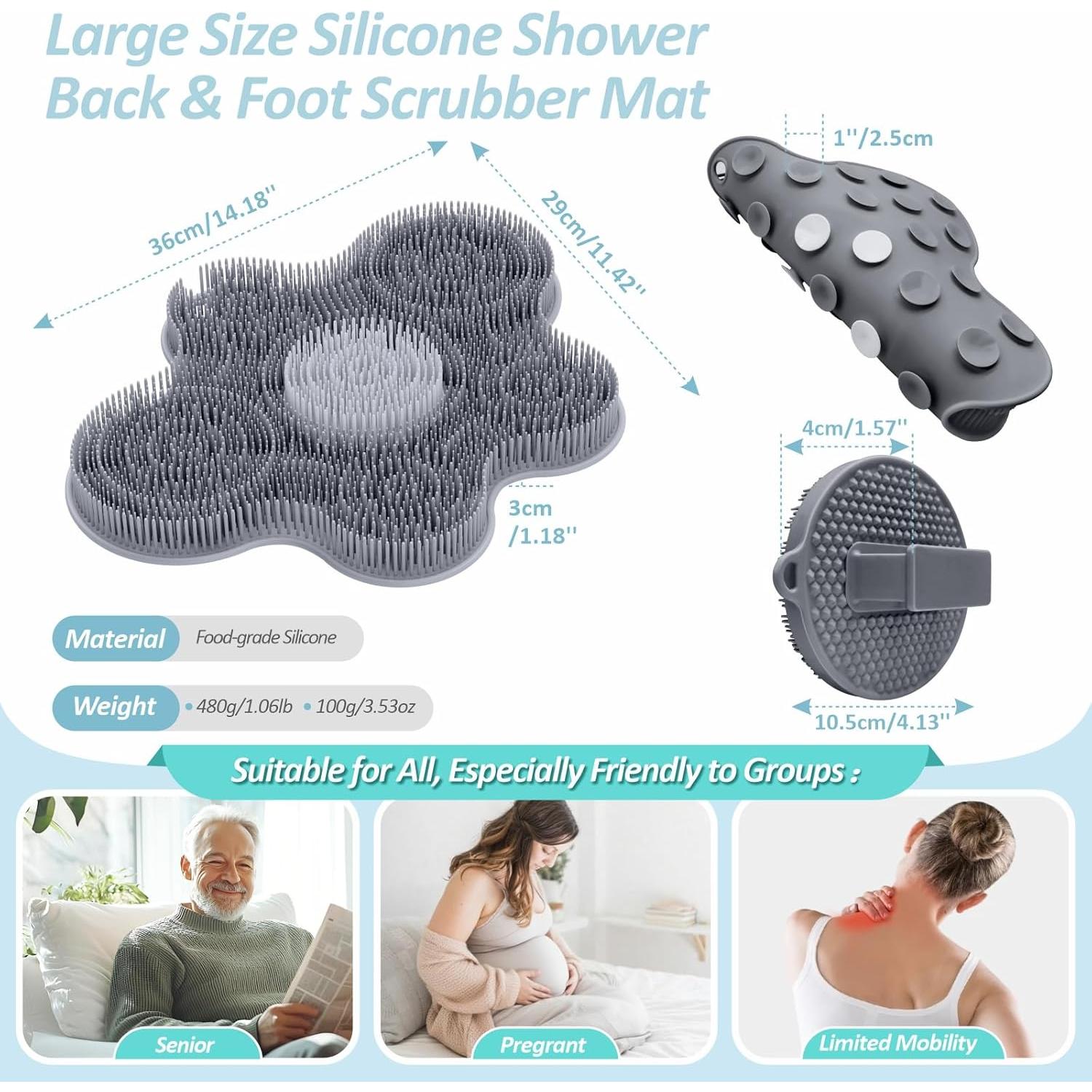 Juego de Estera Exfoliadora y Exfoliador Corporal GEENOA Gris