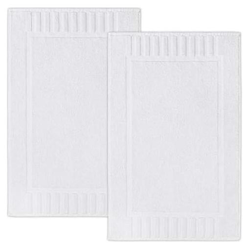 Juego de 6 alfombrillas de baño White Classic 56x86 cm algodón