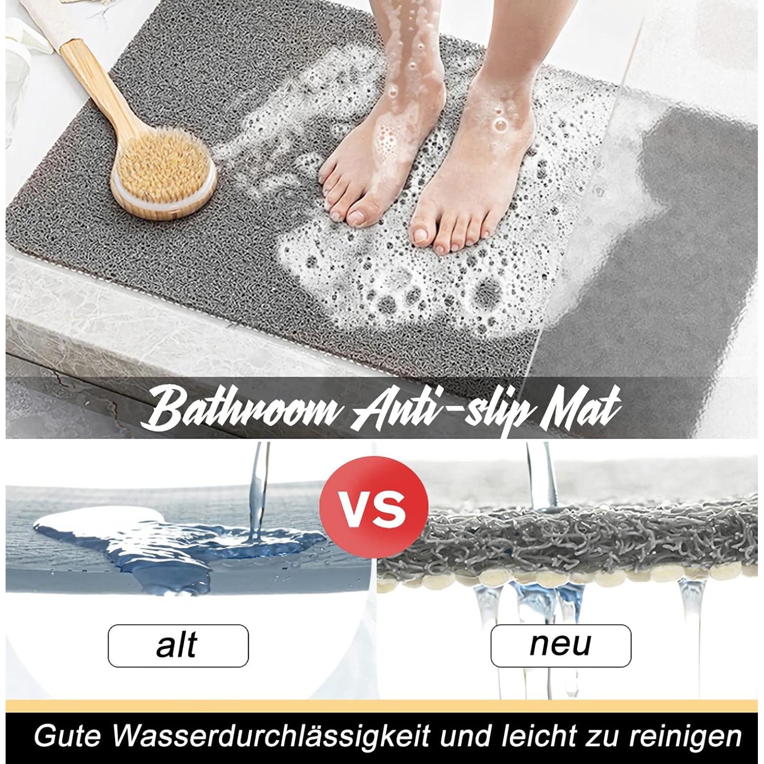 Alfombra de Ducha Antideslizante ROIMOE 81.3x40.6cm PVC Gris