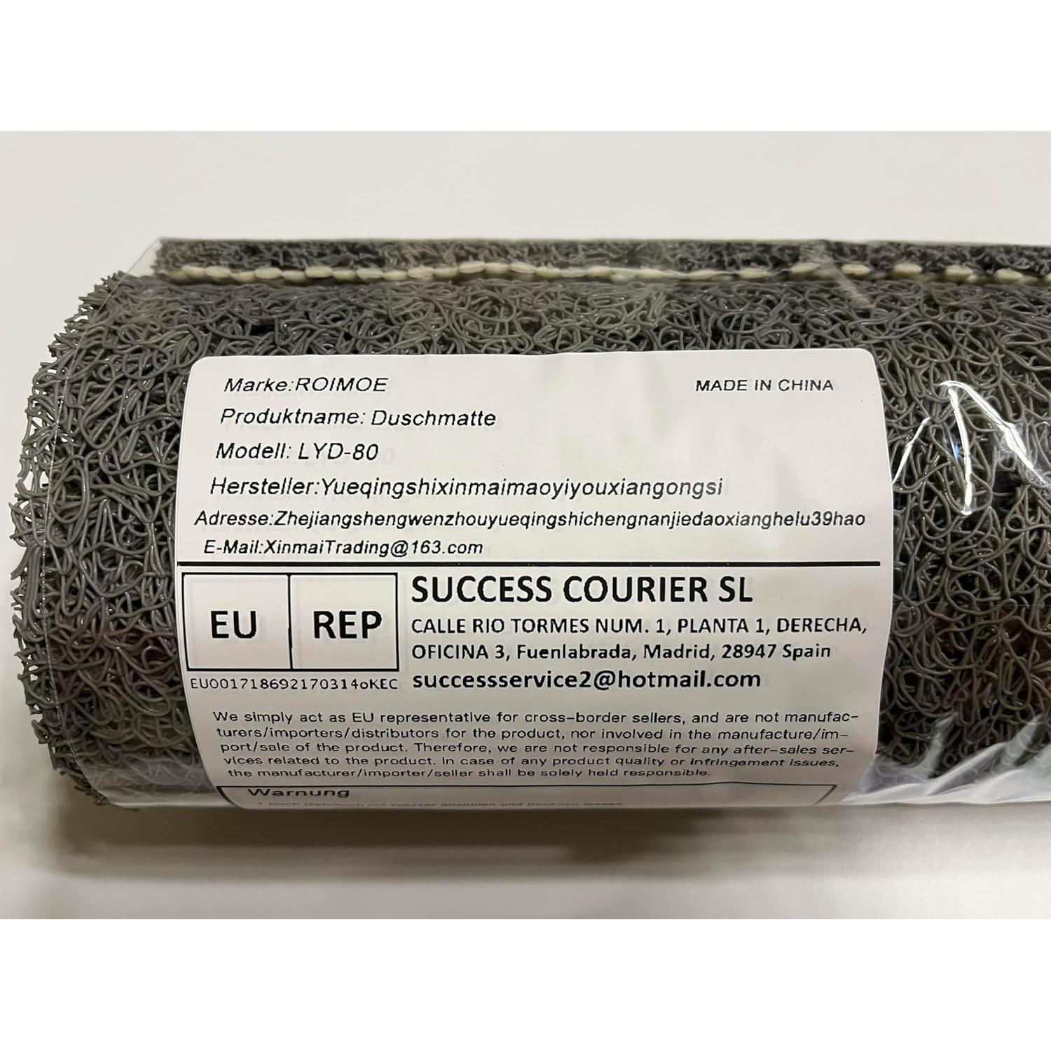 Alfombra de Ducha Antideslizante ROIMOE 81.3x40.6cm PVC Gris