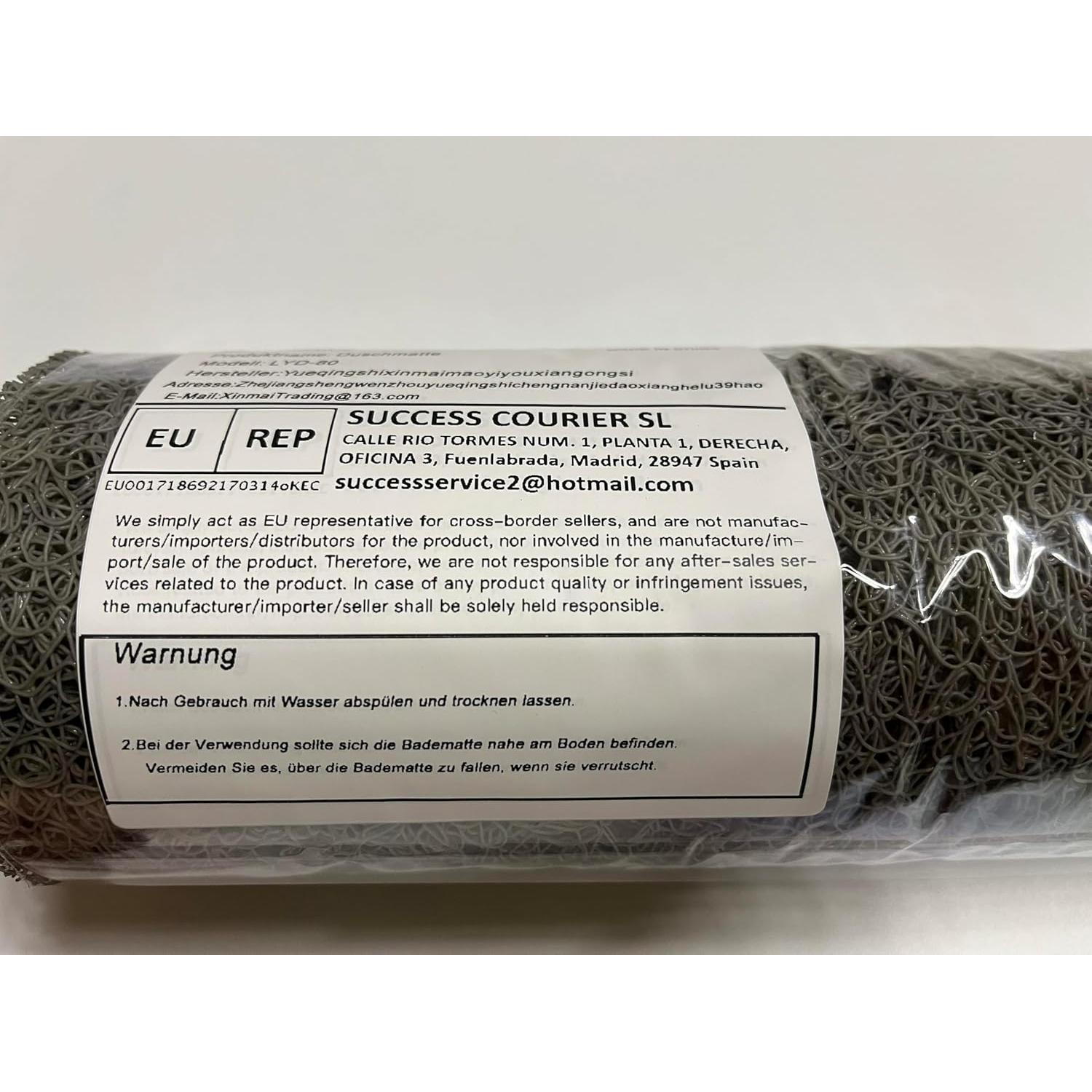 Alfombra de Ducha Antideslizante ROIMOE 81.3x40.6cm PVC Gris