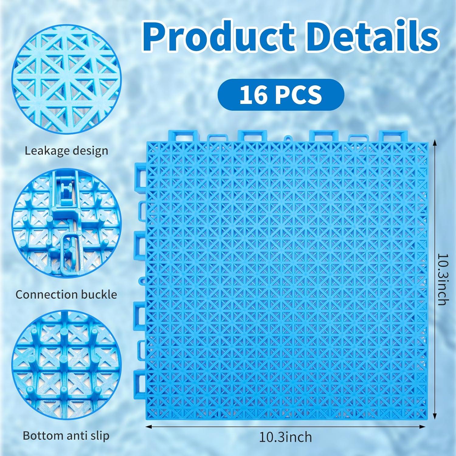 Alfombra de Drenaje para Piscina KEOHOLI 16 Piezas 26.2x26.2cm