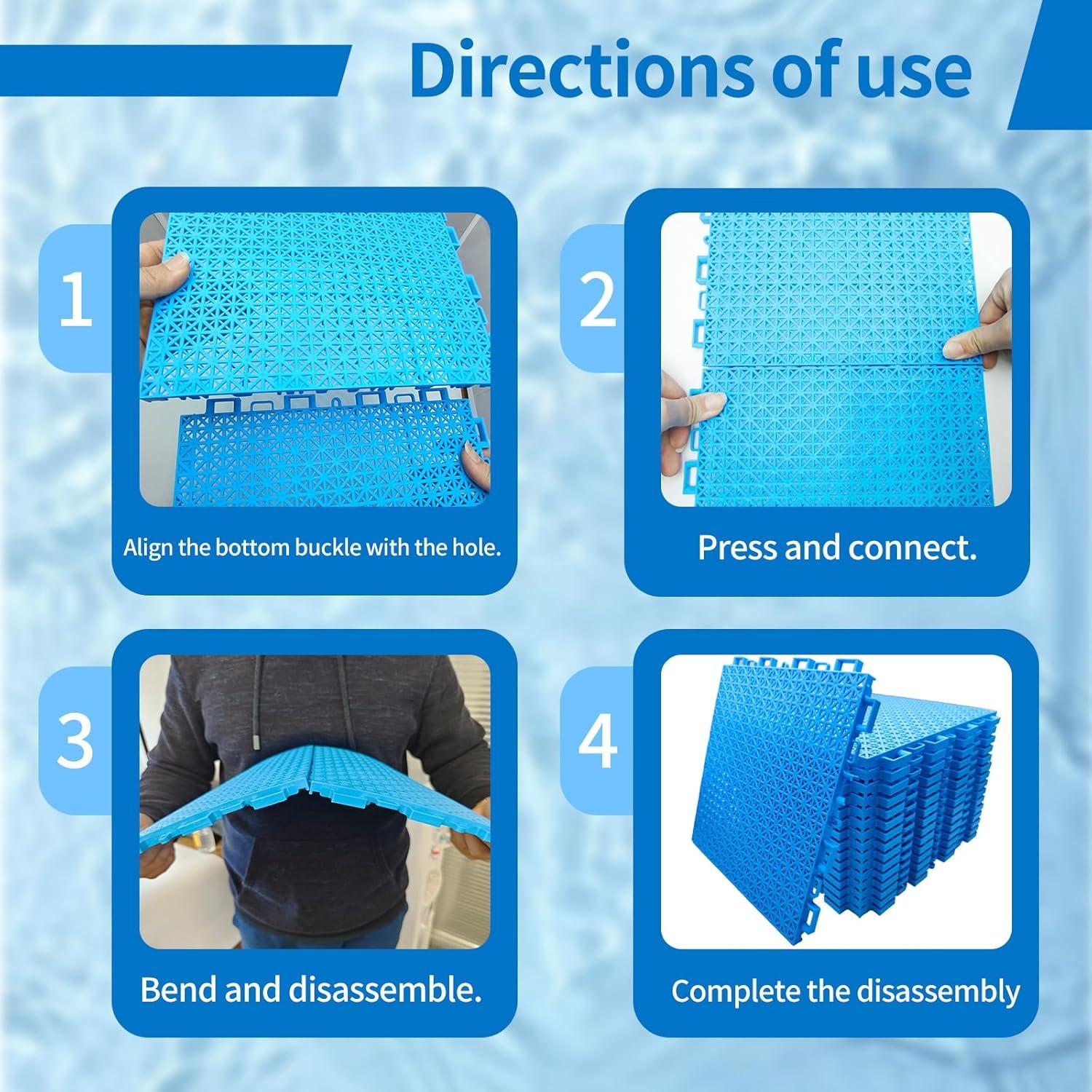 Alfombra de Drenaje para Piscina KEOHOLI 16 Piezas 26.2x26.2cm