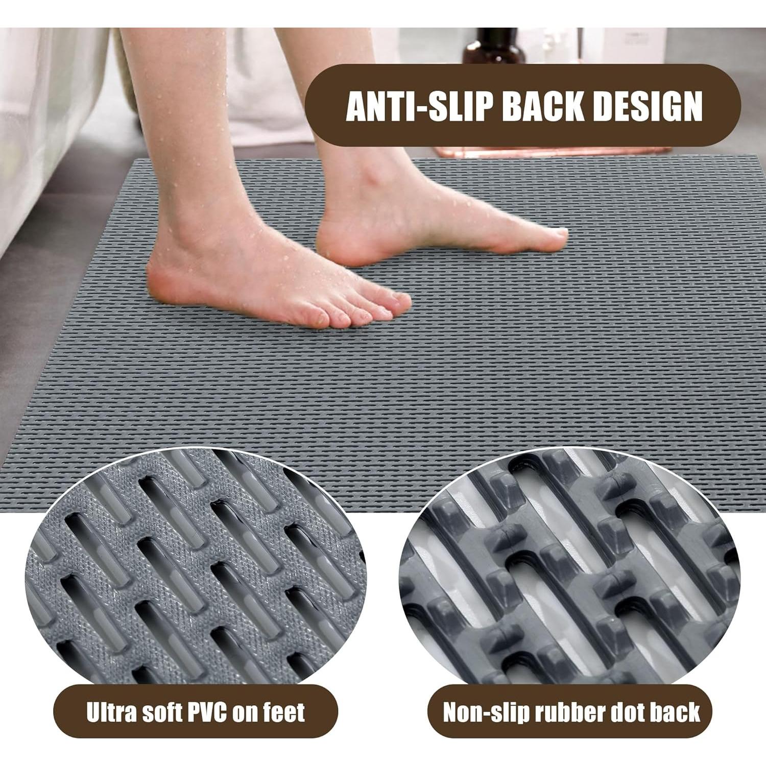 Tapete de Ducha Antideslizante HOMBYS 89x61cm Gris PVC