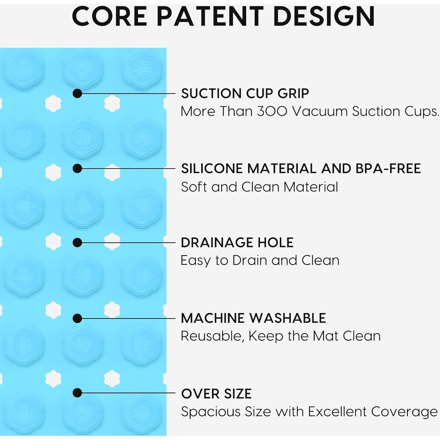 Alfombrilla de Baño Antideslizante VWMYQ 89x41 cm Silicona Azul