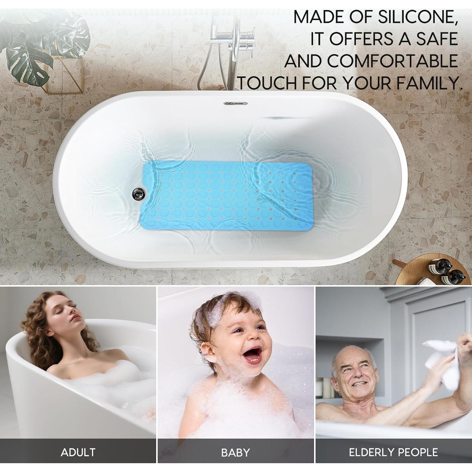 Alfombrilla de Baño Antideslizante VWMYQ 89x41 cm Silicona Azul