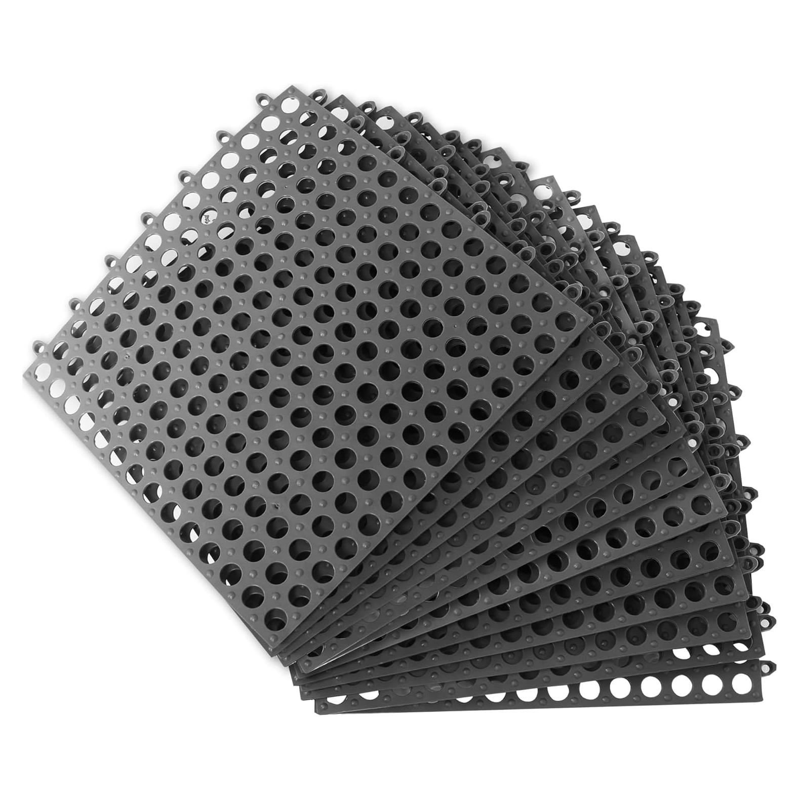 Paquete de 12 baldosas de piso interconectables OAFHZMAO gris