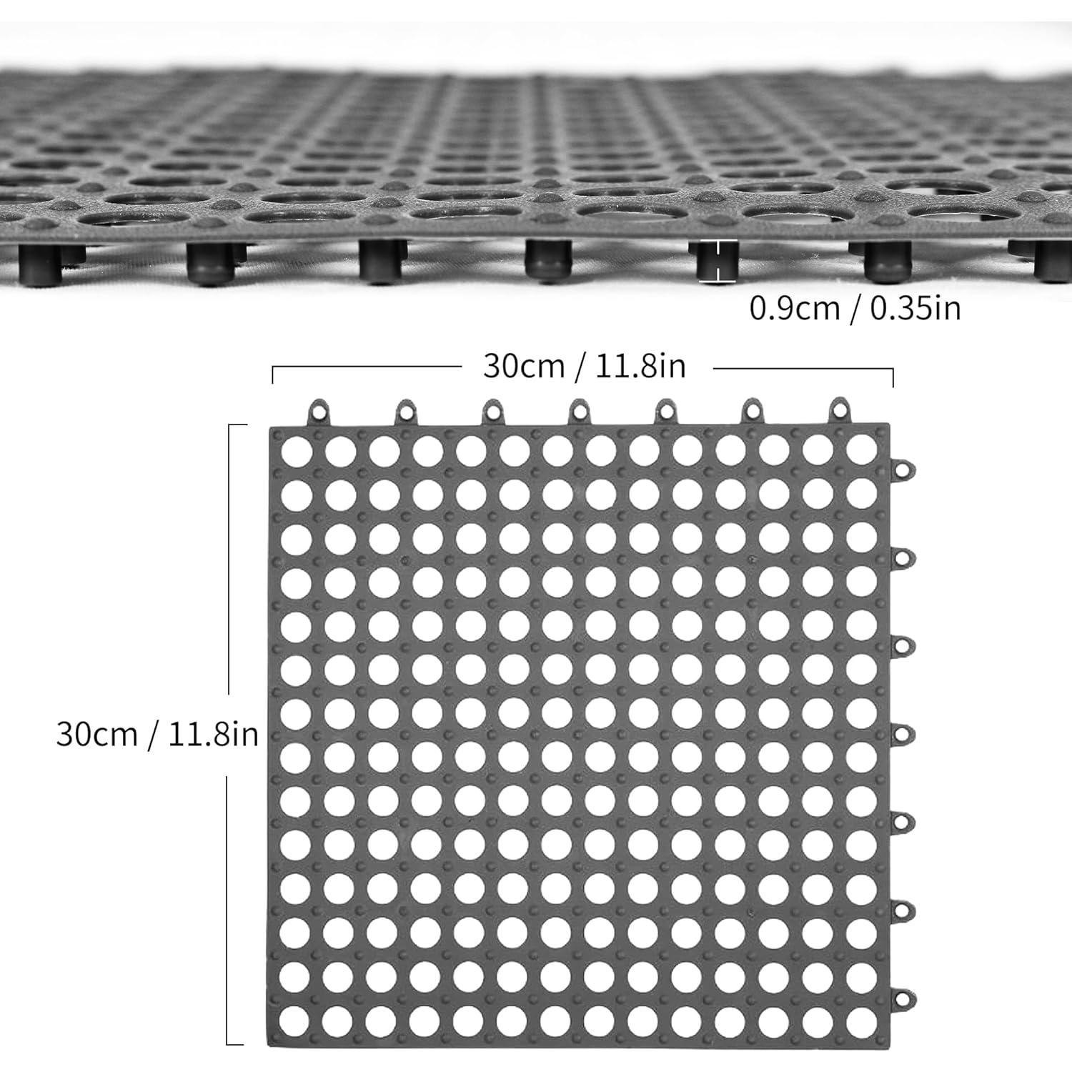 Paquete de 12 baldosas de piso interconectables OAFHZMAO gris
