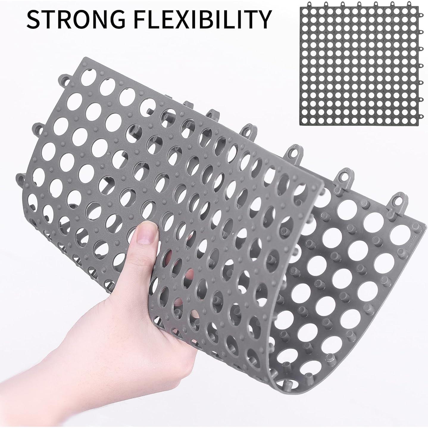 Paquete de 12 baldosas de piso interconectables OAFHZMAO gris