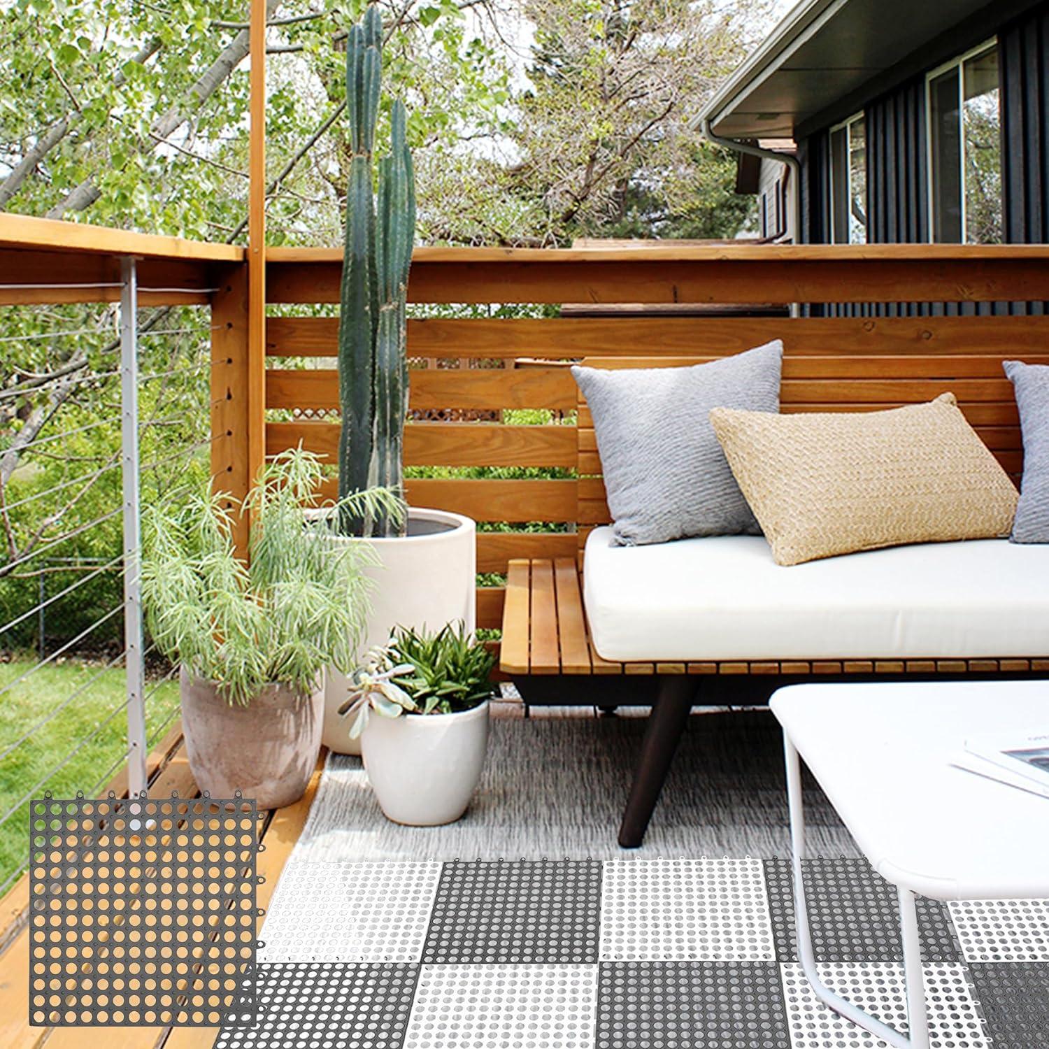 Paquete de 12 baldosas de piso interconectables OAFHZMAO gris