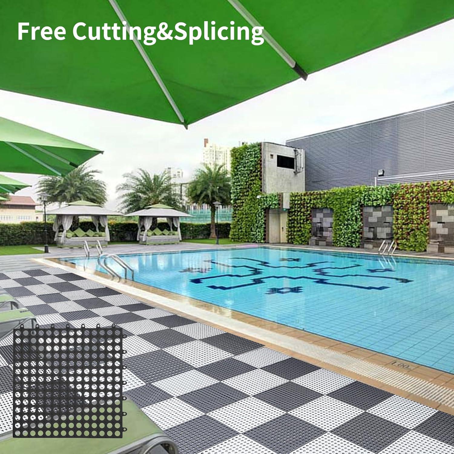 Paquete de 12 baldosas de piso interconectables OAFHZMAO gris