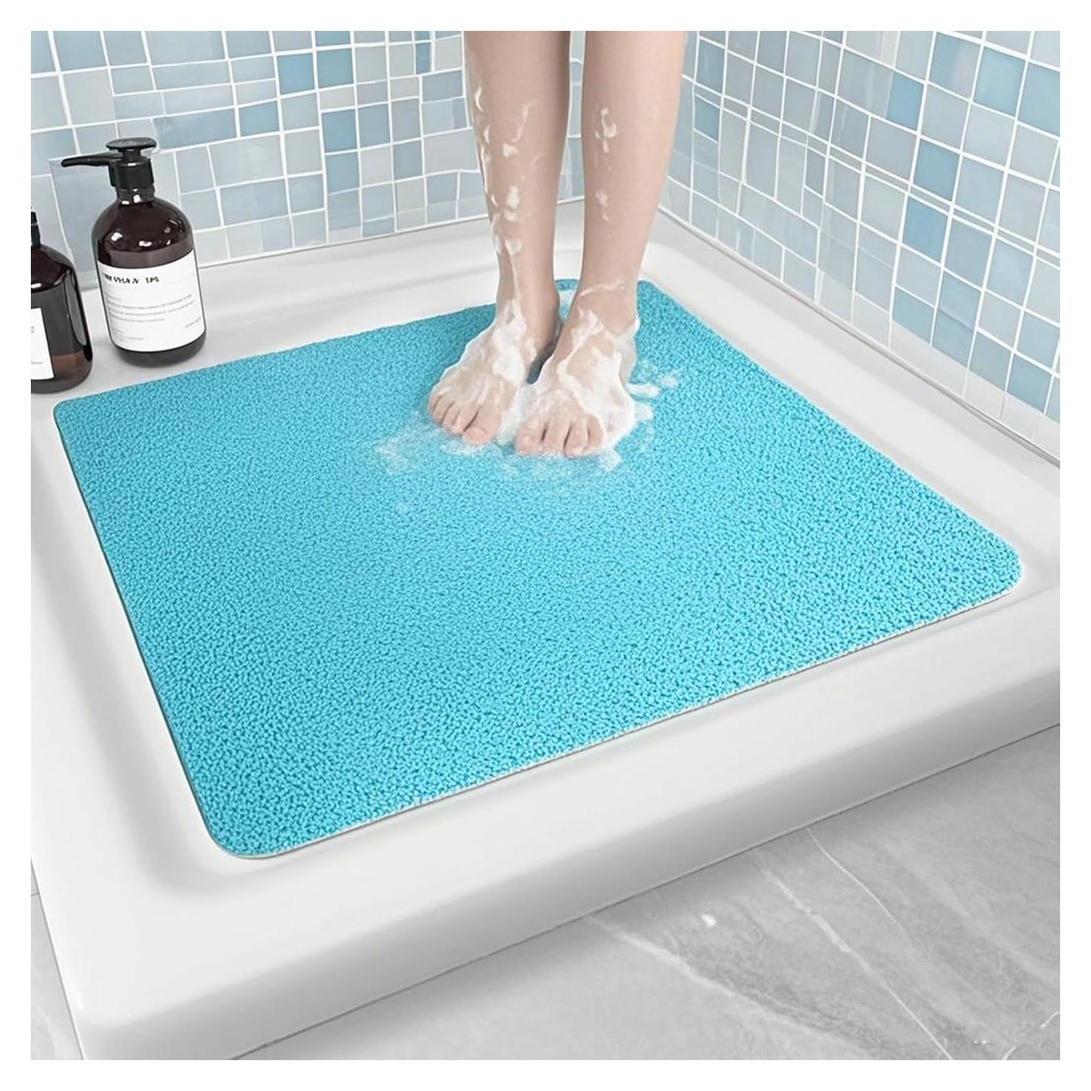 Alfombra de Ducha Antideslizante SefowiLif 61x61 cm Azul