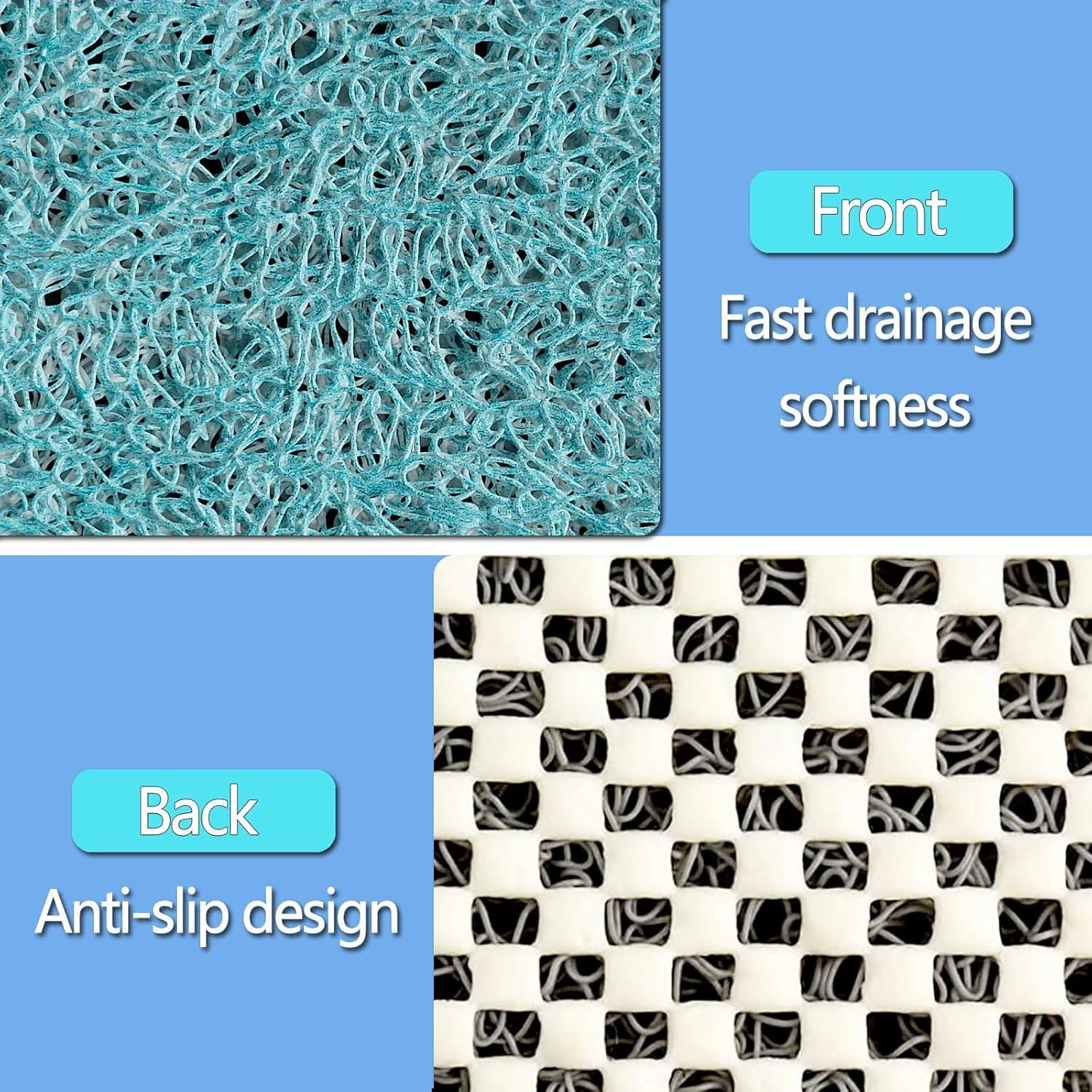 Alfombra de Ducha Antideslizante SefowiLif 61x61 cm Azul