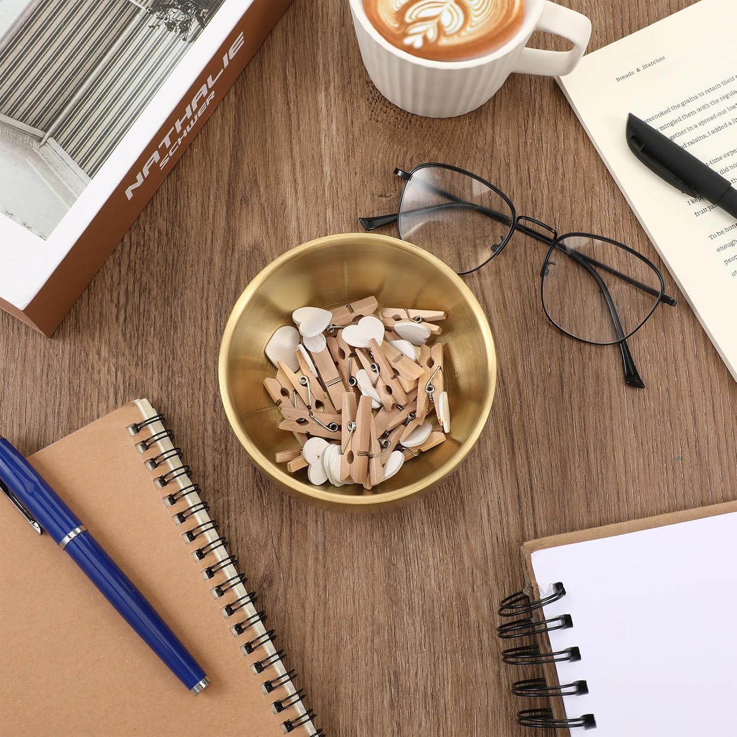 Soporte para Clips de Papel Dorado FdcZeyxior 10.5x10.5x6cm