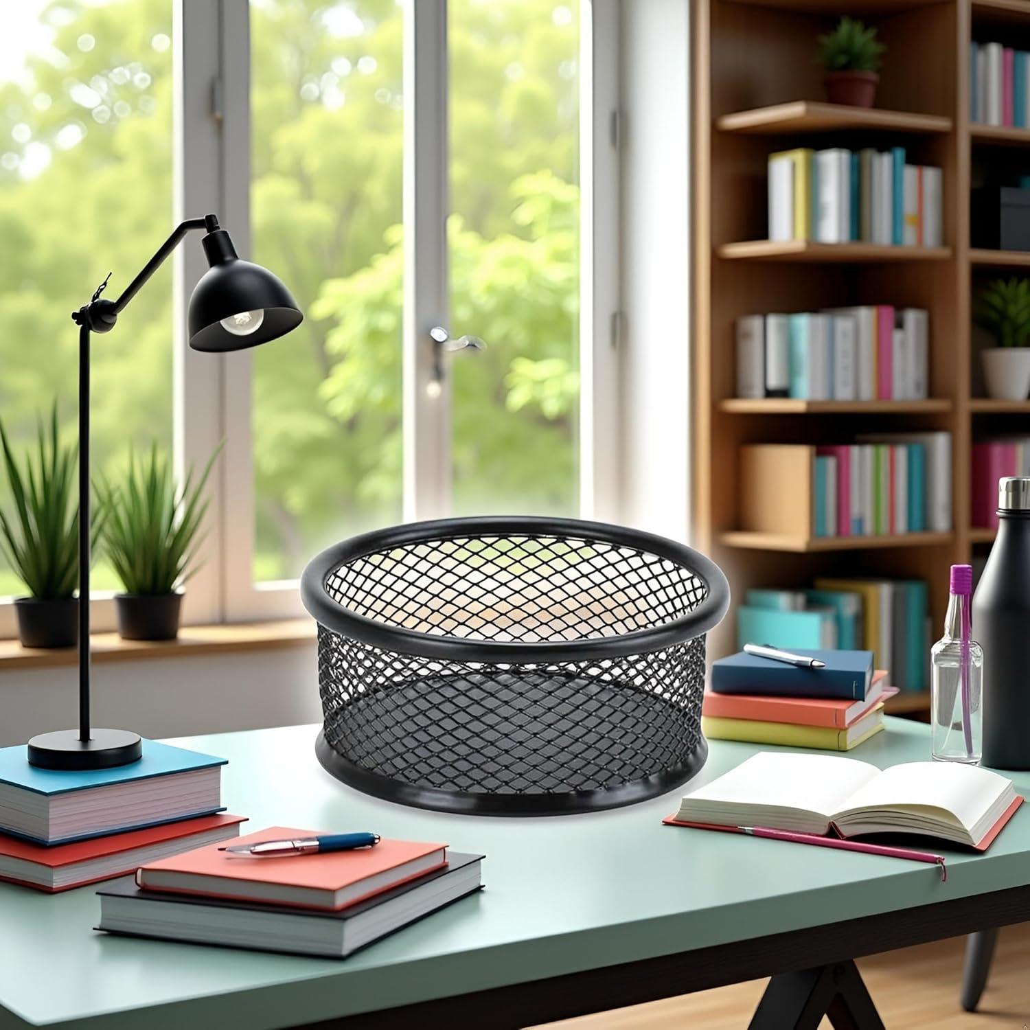 Soporte de Clips de Papel Zhuluck en Malla Negra para Oficina