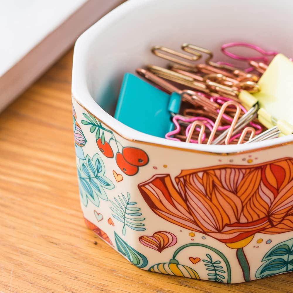 Soporte para Clips de Papel Cerámica YOSCO 10.9x5.8cm Modelo 01-Florecer