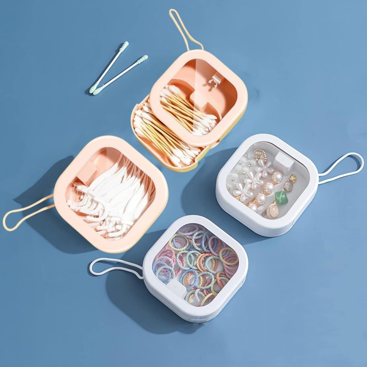 Organizador de Cintas para el Cabello REVAXUP 4 Piezas Rosa y Blanco