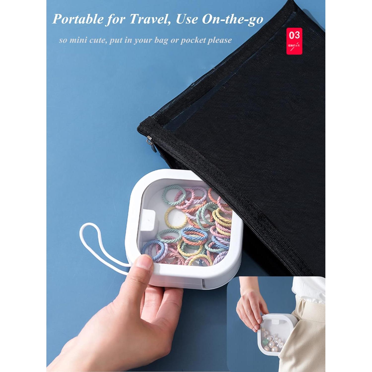 Organizador de Cintas para el Cabello REVAXUP 4 Piezas Rosa y Blanco