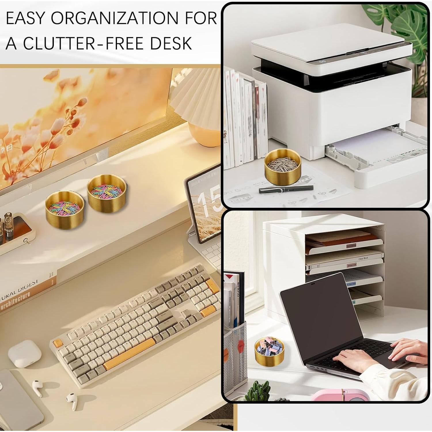 Organizador de Sujetapapeles Acero Inoxidable Dorado 10.5cm