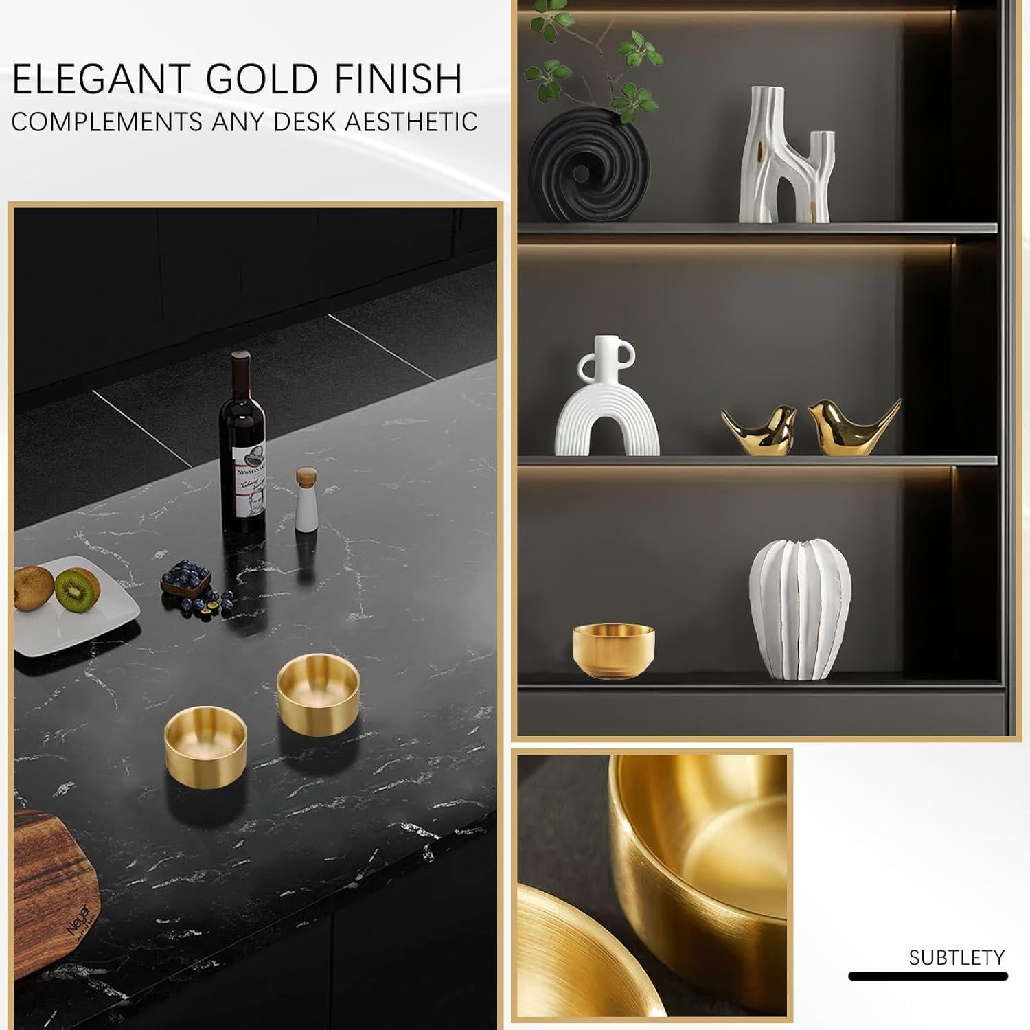 Organizador de Sujetapapeles Acero Inoxidable Dorado 10.5cm