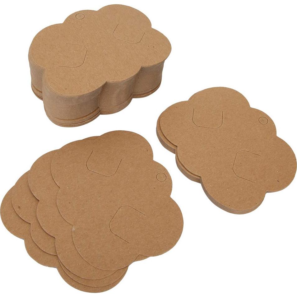 100 Tarjetas de Exhibición de Cartón Kraft Natudeco 7x8.8cm