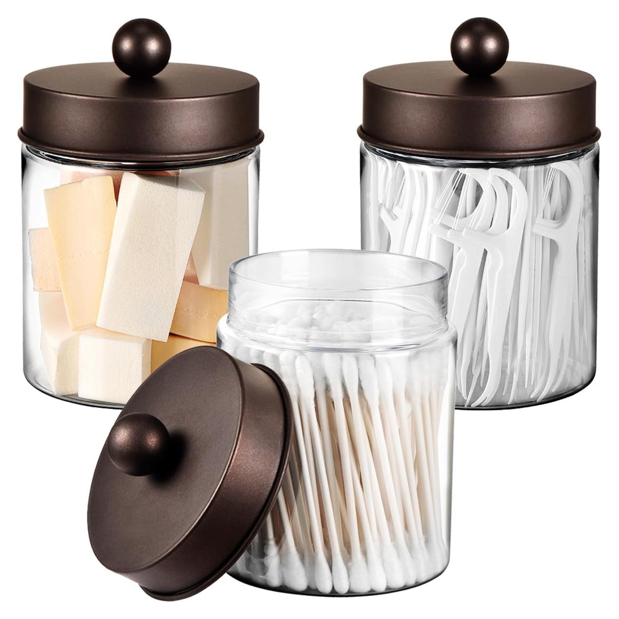 Set de 3 Tarros de Almacenamiento para Qtip Bronce - Boutique de Andrew & Sarah