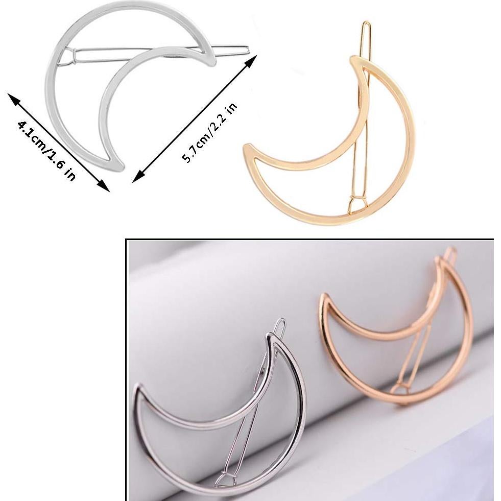 Clip para Cabello AKOAK Luna Creciente 2 Pcs Dorado Plateado