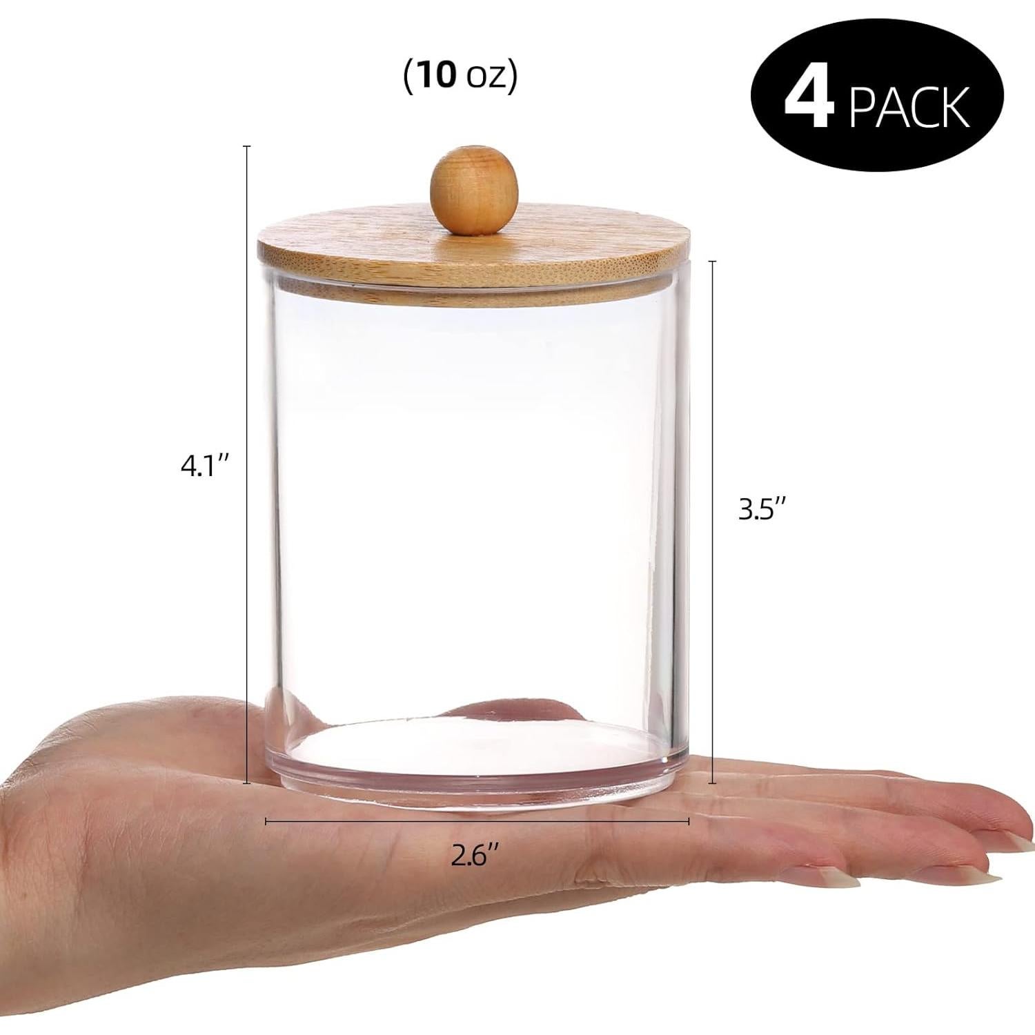 Tbestmax 4 Tarros Organizadores de Baño 10 oz Plástico Transparente