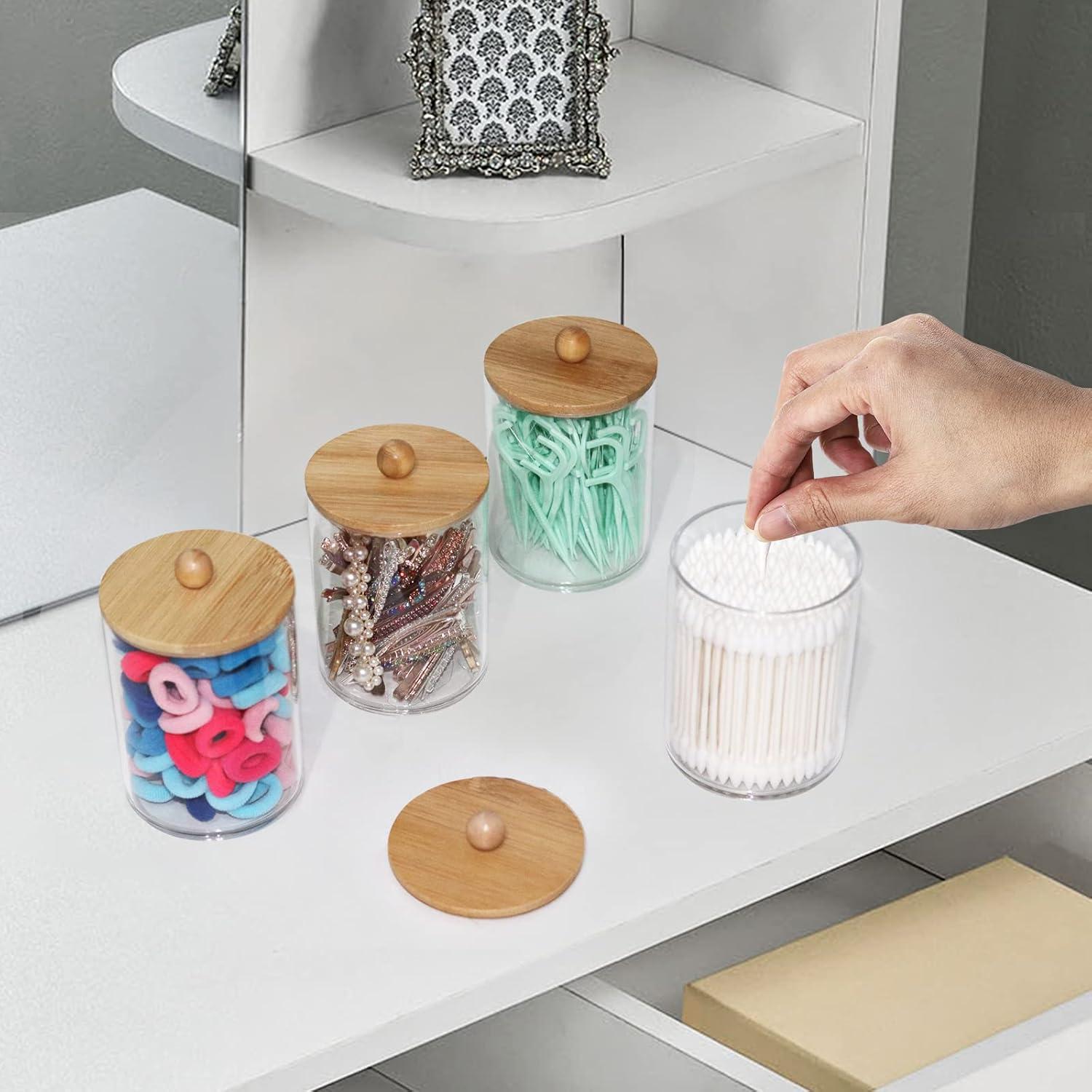 Tbestmax 4 Tarros Organizadores de Baño 10 oz Plástico Transparente