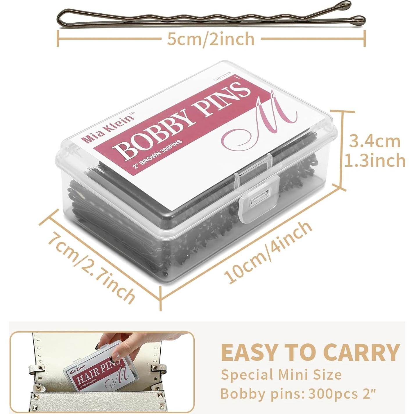 Horquillas rizadas Mia Klein 300 unidades para cabello castaño