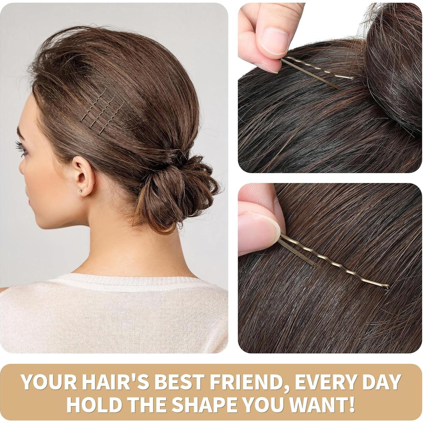 Horquillas rizadas Mia Klein 300 unidades para cabello castaño