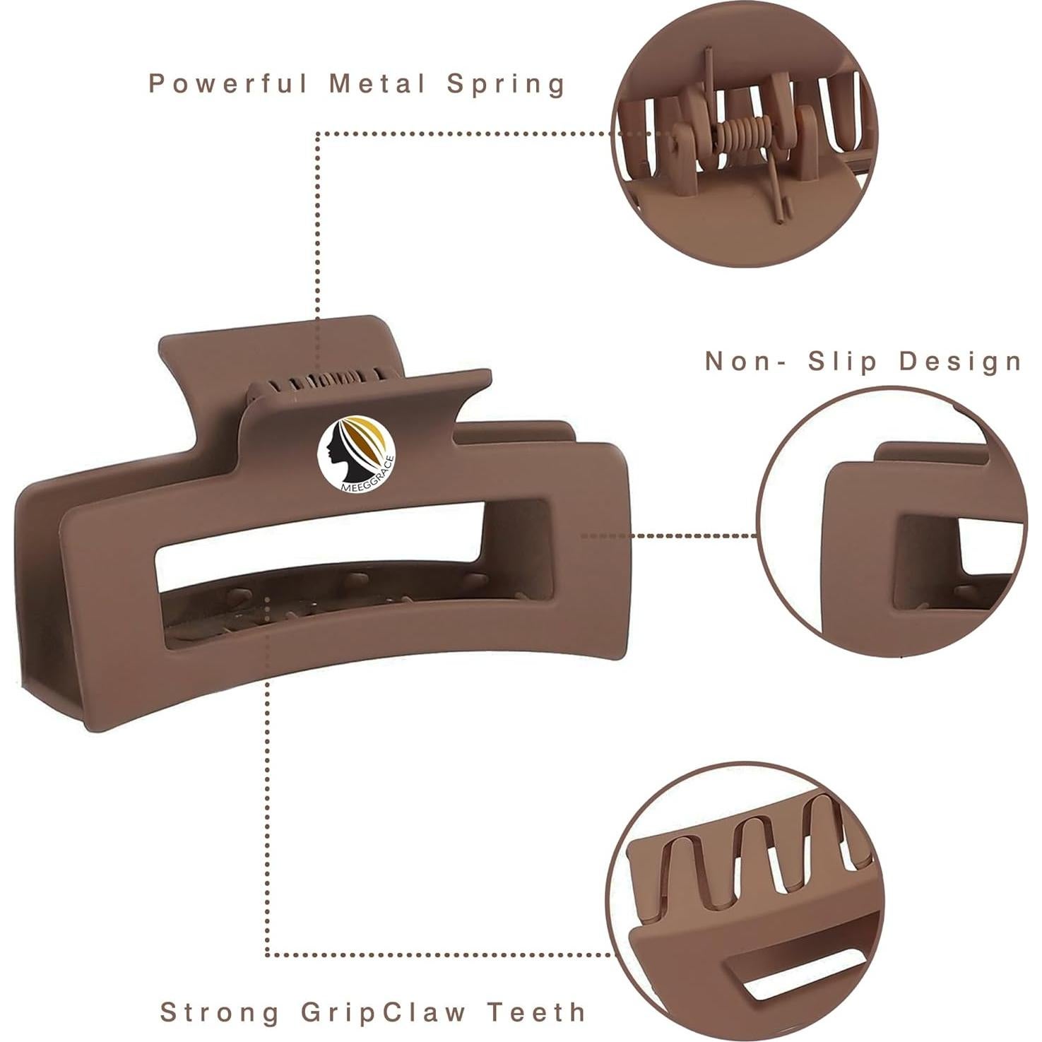Pinzas para Cabello Antideslizantes Meegy - Marrón, 6.1x10.9cm
