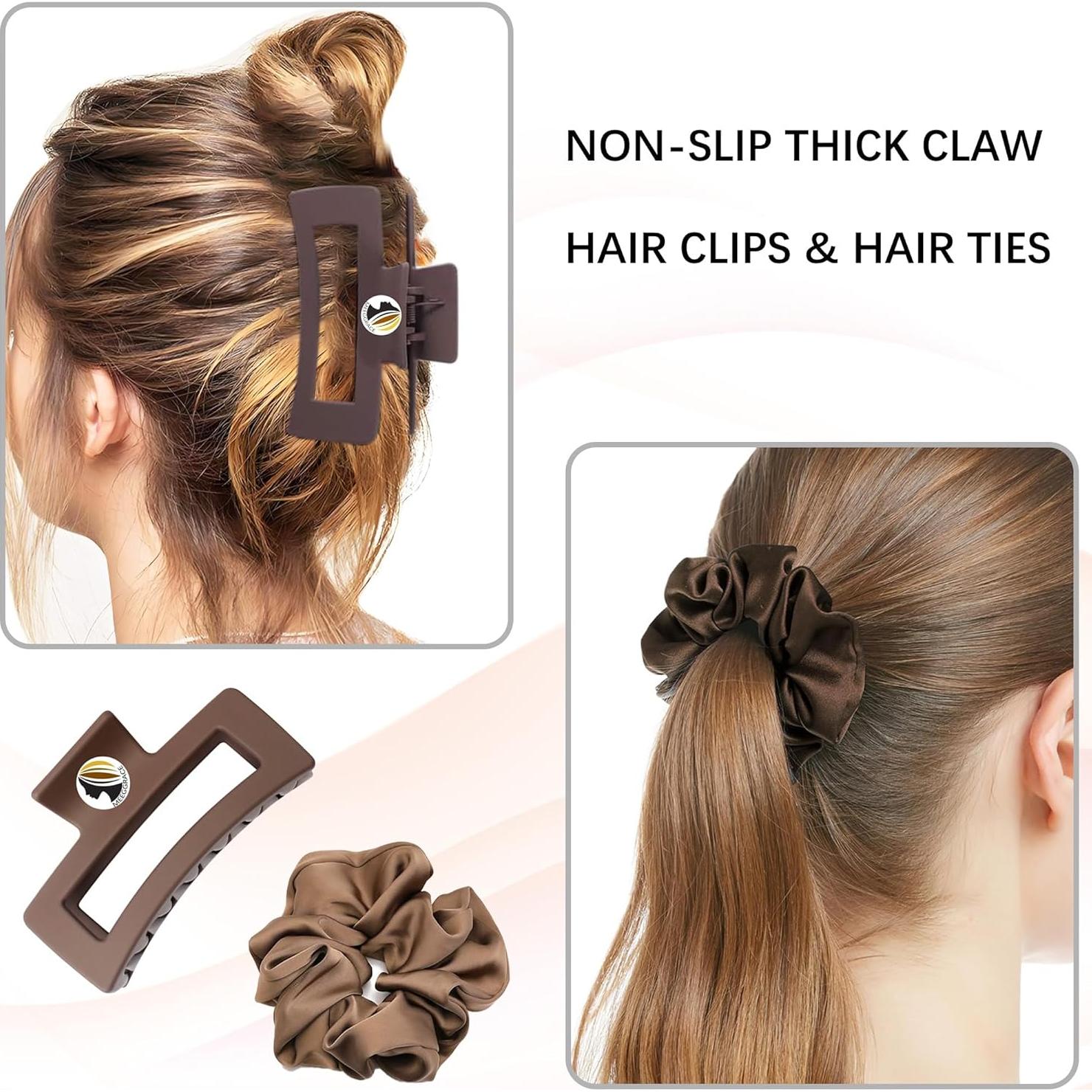 Pinzas para Cabello Antideslizantes Meegy - Marrón, 6.1x10.9cm