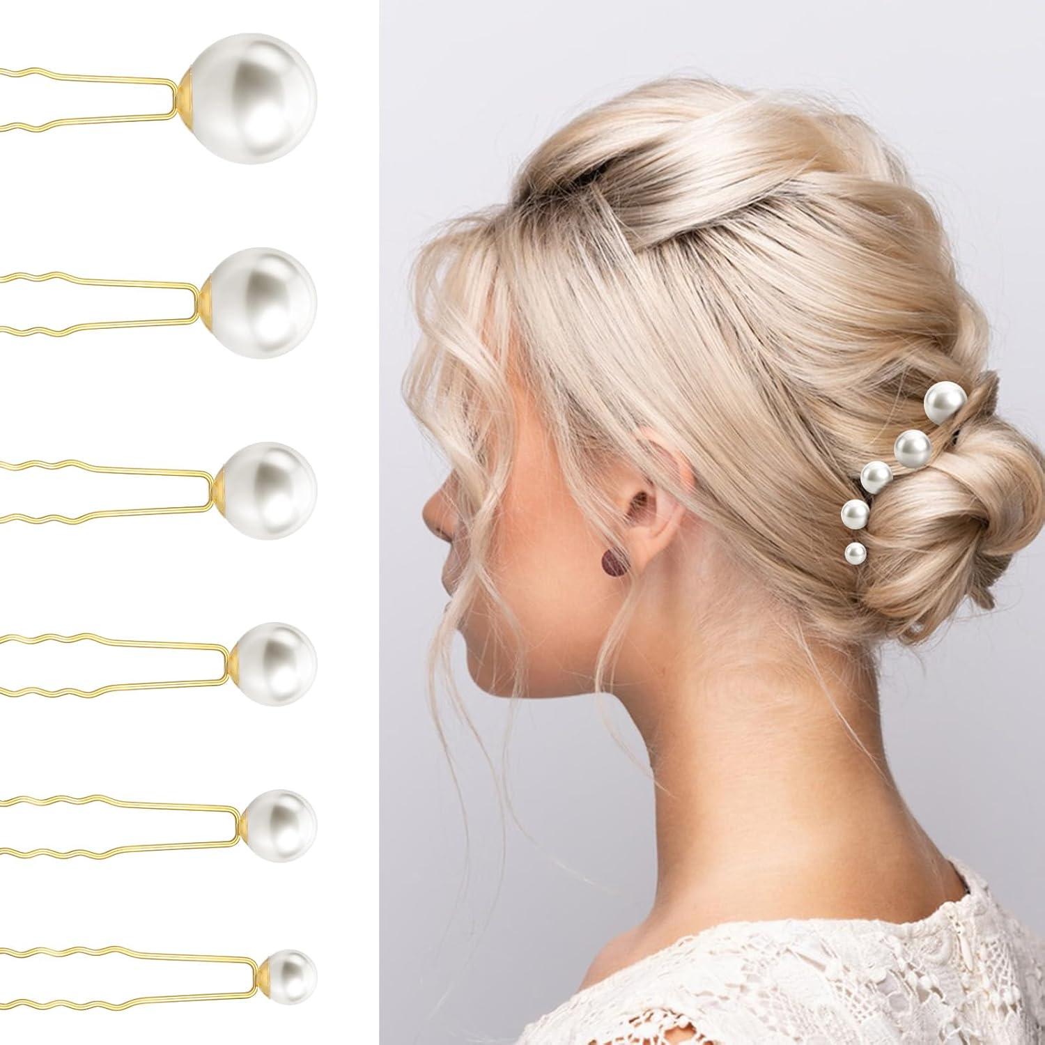 36 Horquillas de Perlas Doradas Vin Beauty para Novias