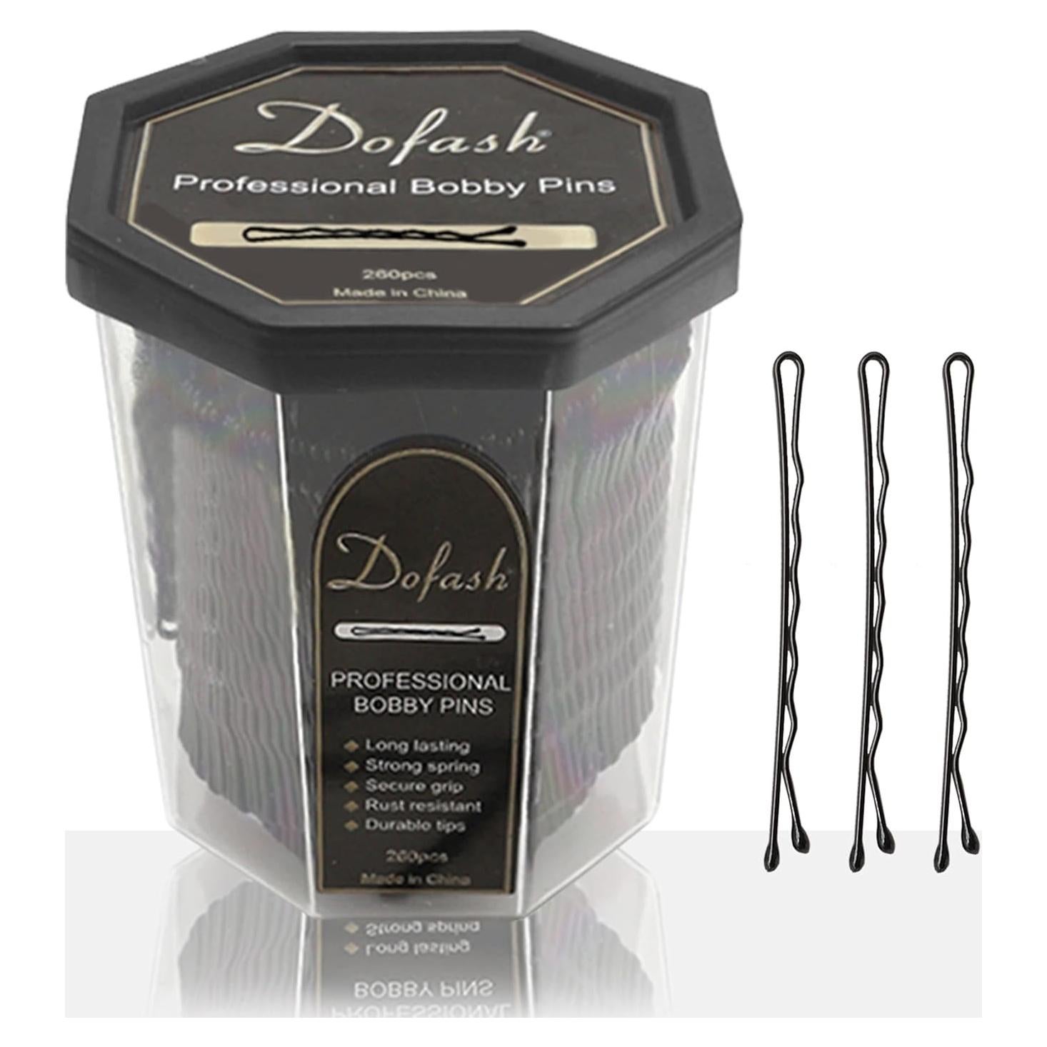 Pasadores de Pelo Dofash Negros 260 Unidades en Contenedor Octagonal