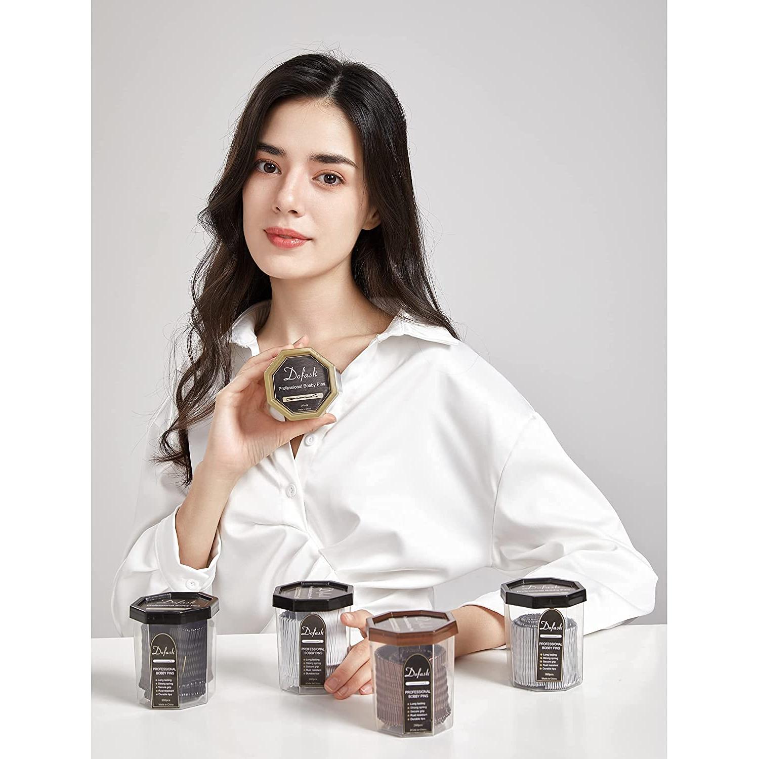 Pasadores de Pelo Dofash Negros 260 Unidades en Contenedor Octagonal