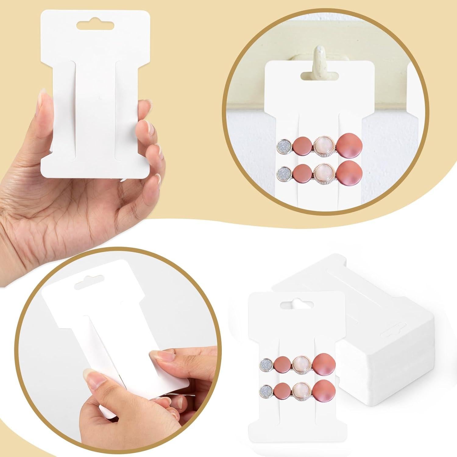 200 Tarjetas de Exhibición para Clips de Cabello 350gsm 10.8x7cm