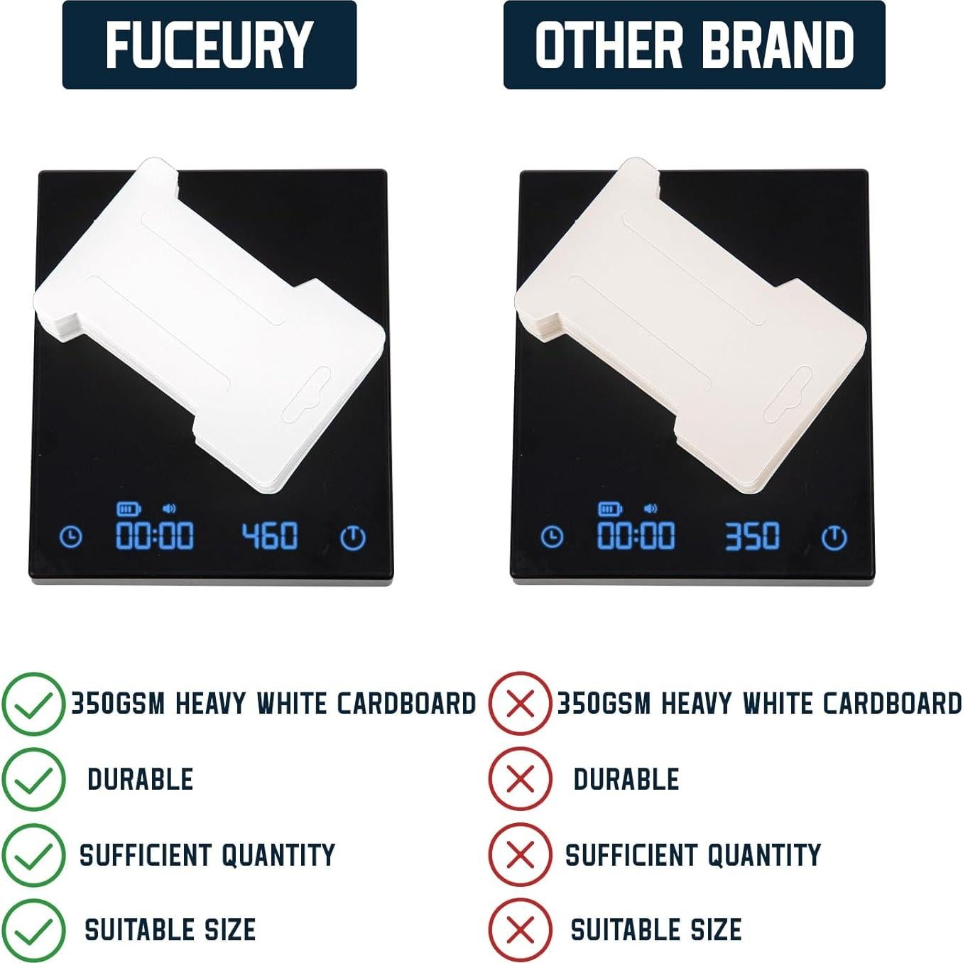 200 Tarjetas de Exhibición para Clips de Cabello 350gsm 10.8x7cm