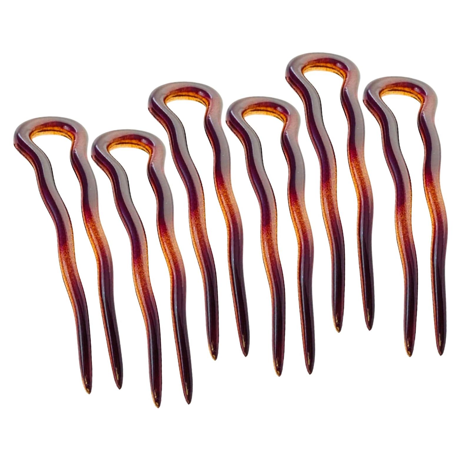 Horquillas de Chignon Parcelona Concha de Tortuga 8 cm - Juego de 6