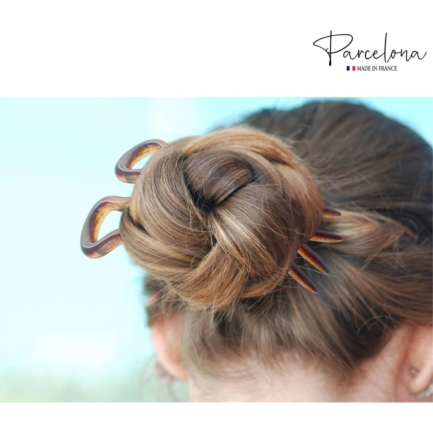 Horquillas de Chignon Parcelona Concha de Tortuga 8 cm - Juego de 6