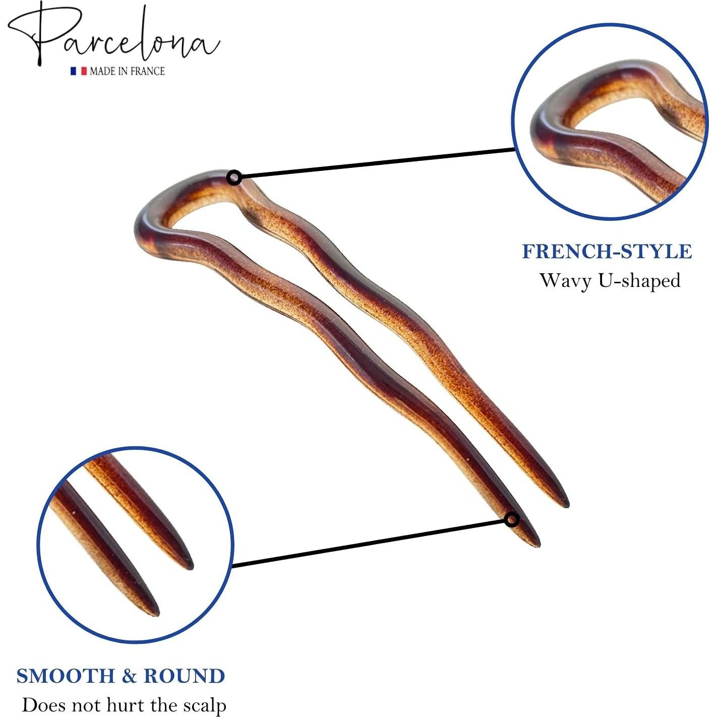 Horquillas de Chignon Parcelona Concha de Tortuga 8 cm - Juego de 6