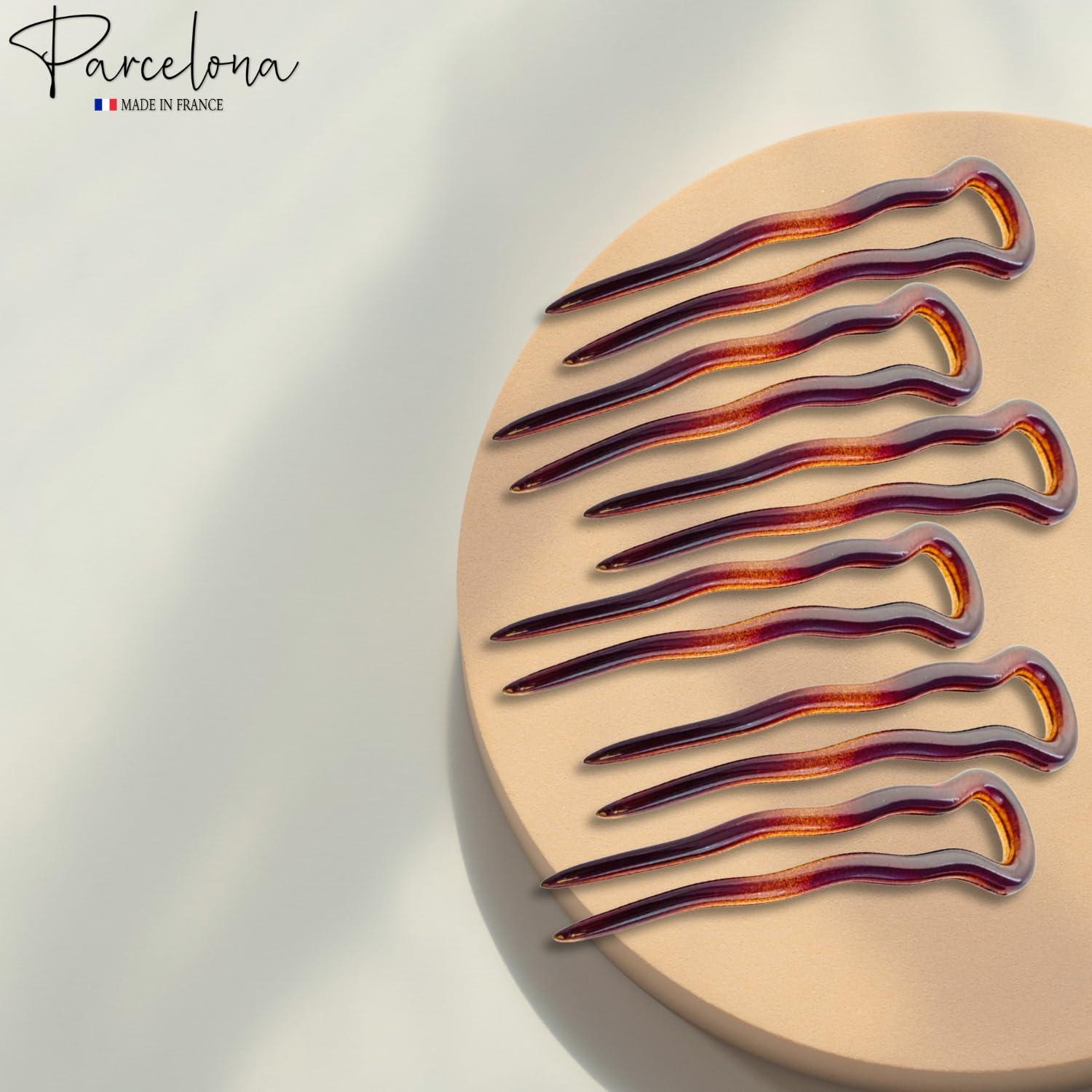 Horquillas de Chignon Parcelona Concha de Tortuga 8 cm - Juego de 6