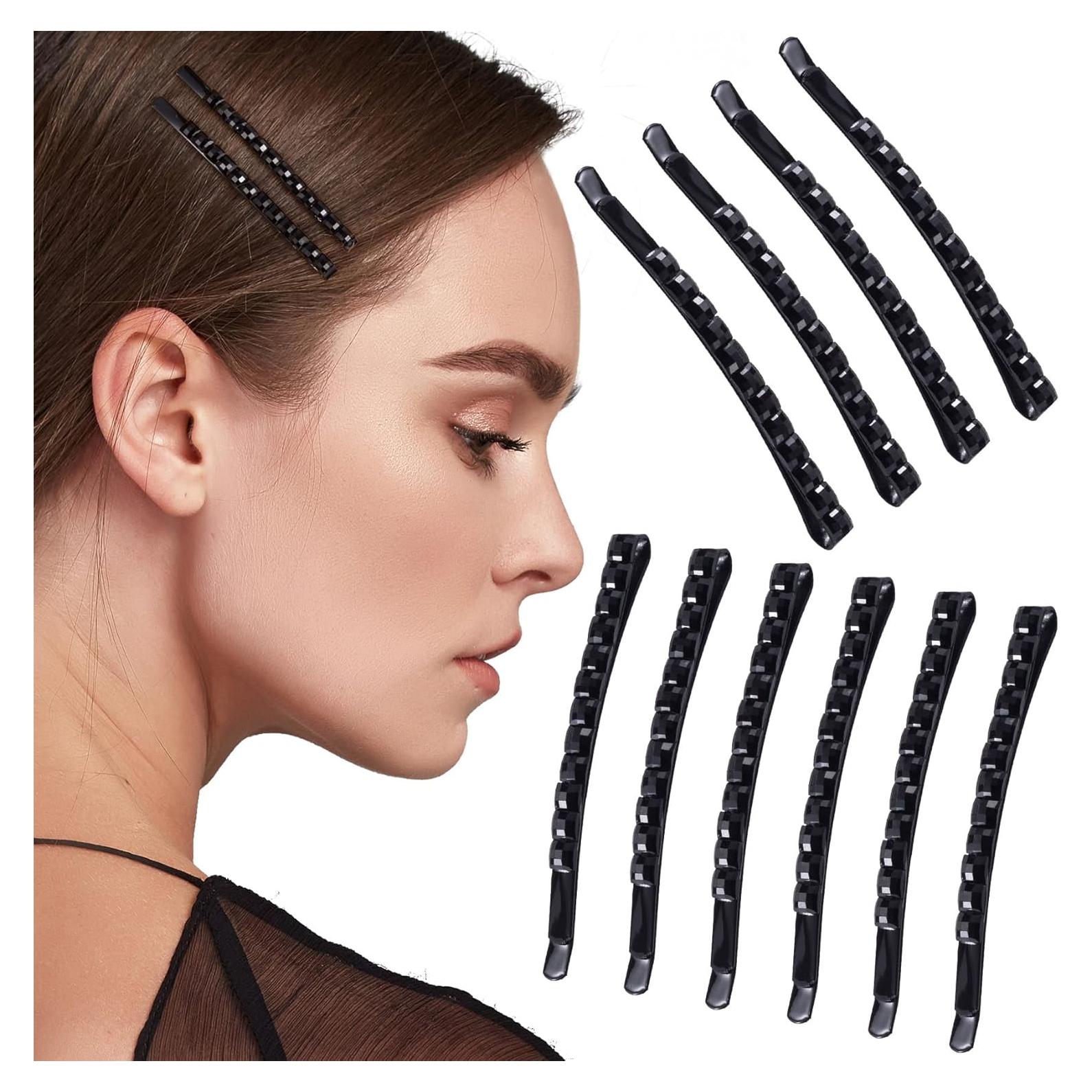 OIIKI 12 Pcs Pasadores de Cabello Rhinestone Negro - Accesorios Elegantes