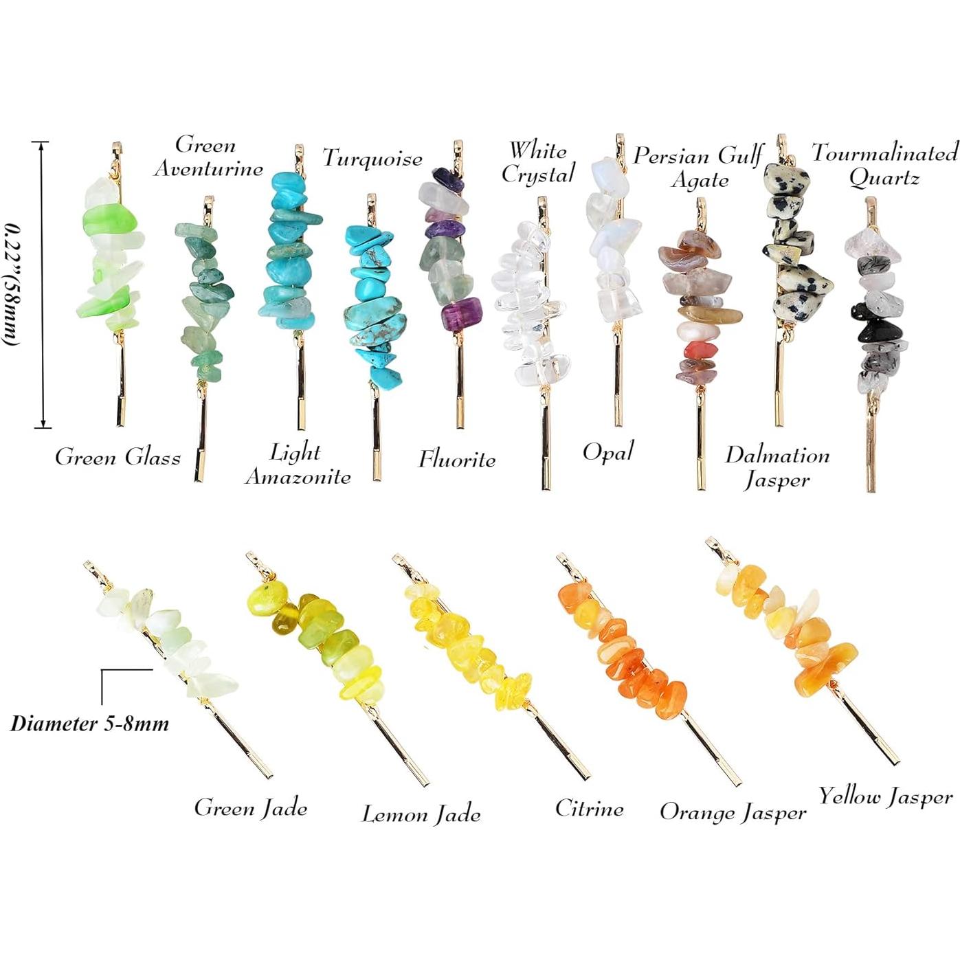 Pinzas de cabello de cristal FZBHRO - Juego de 15 piezas coloridas