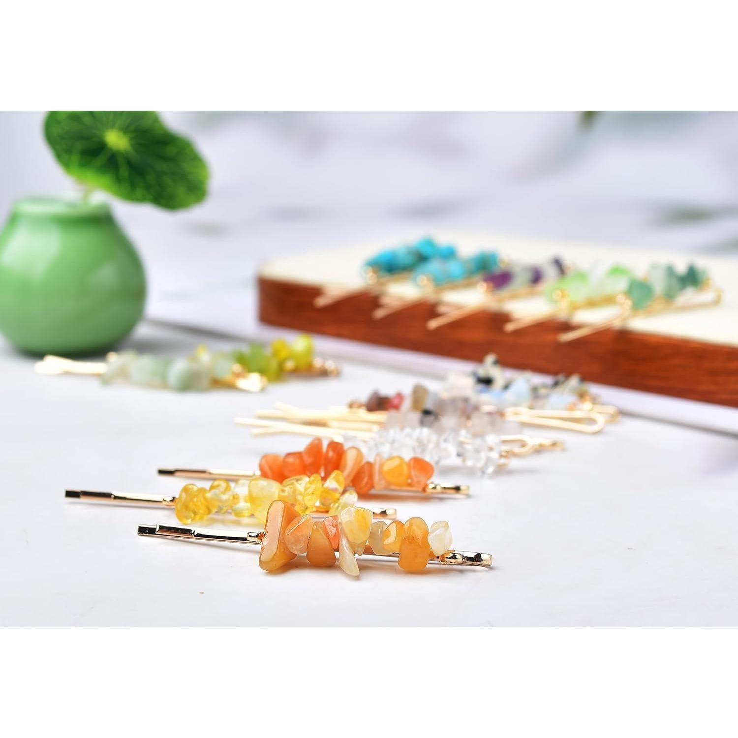 Pinzas de cabello de cristal FZBHRO - Juego de 15 piezas coloridas