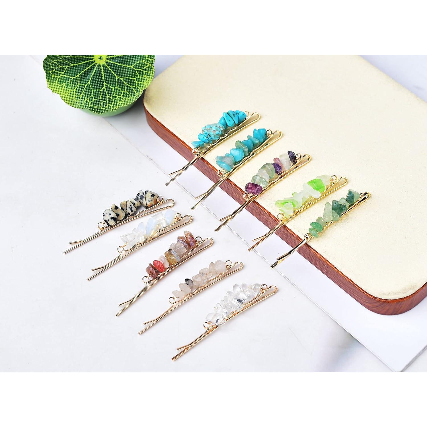 Pinzas de cabello de cristal FZBHRO - Juego de 15 piezas coloridas