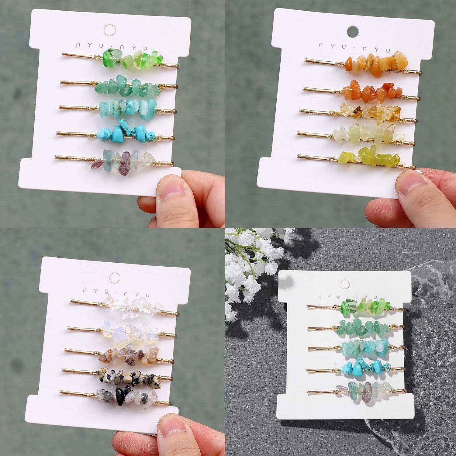 Pinzas de cabello de cristal FZBHRO - Juego de 15 piezas coloridas