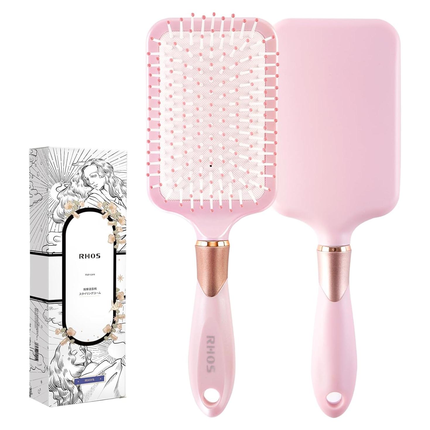 Cepillo Paddle RHOS para Cabello Grueso y Rizado - Rosa