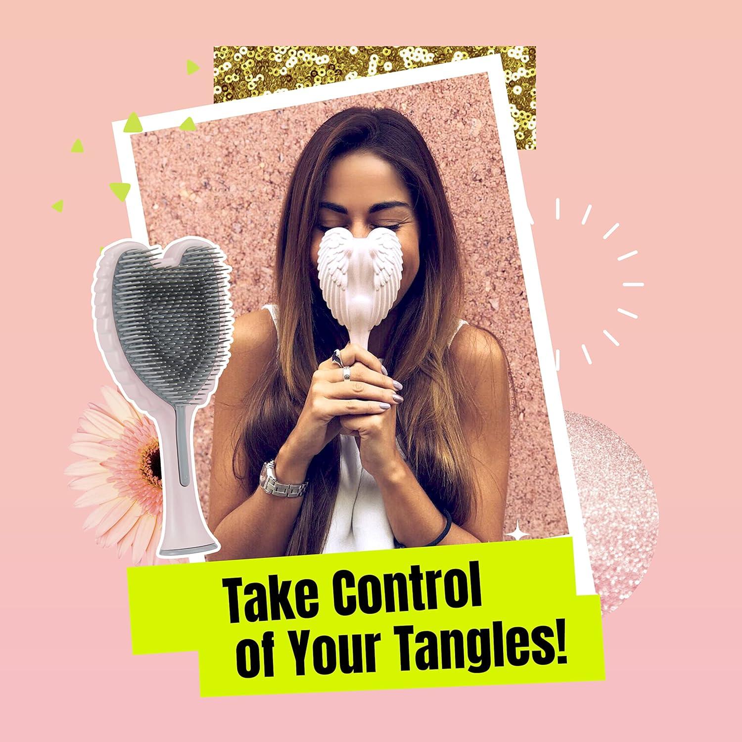 Cepillo Desenredante Tangle Angel Rosa Brillante 19cm Antiestático